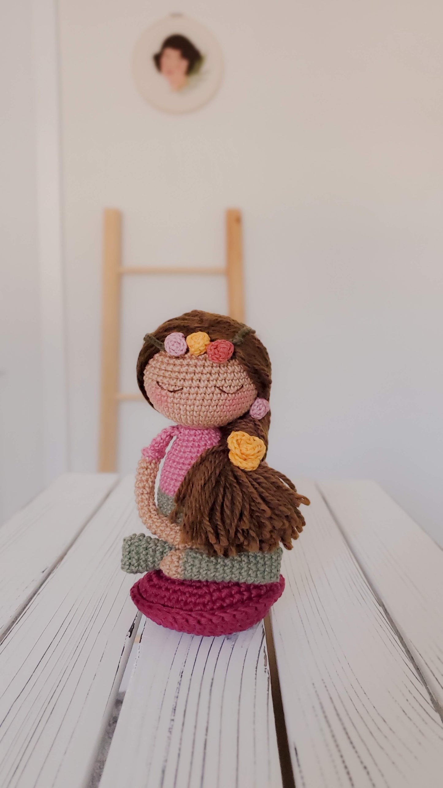 Handmade Meditating Girl / Crochet Doll