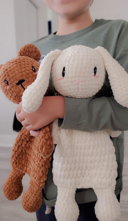 Handmade Bear and Bunny Lovey / Crochet Doll